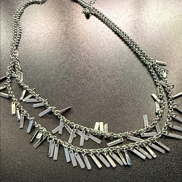 Express Silver Layered Fringe Necklace - Picture 2 of 4